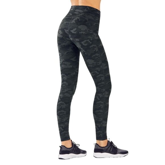 FABLETICS Women Define PowerHold Legging Small 7/8 Charcoal Camo Gray High Waist - Picture 2 of 10